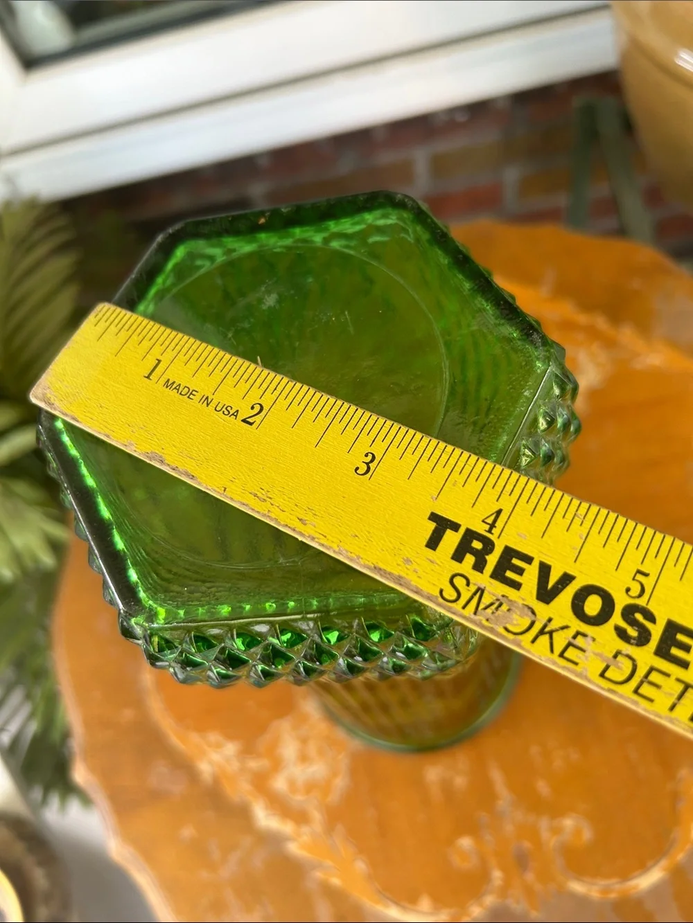 Vintage Green Ribbed Glass Vase